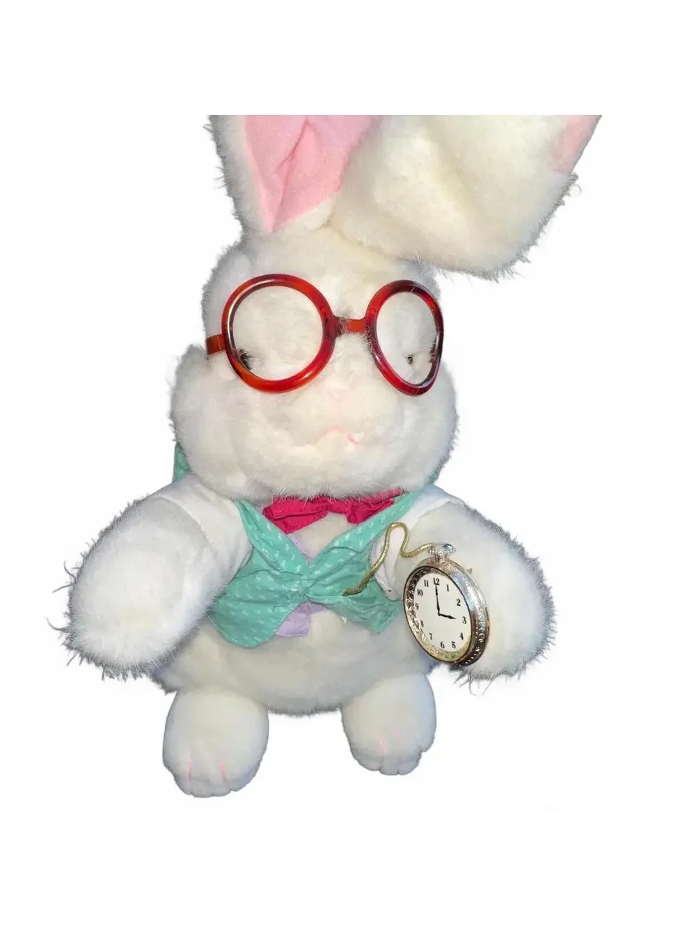 White Rabbit Plush Toy Alice Wonderland Stuffed Animal Vintage 90s